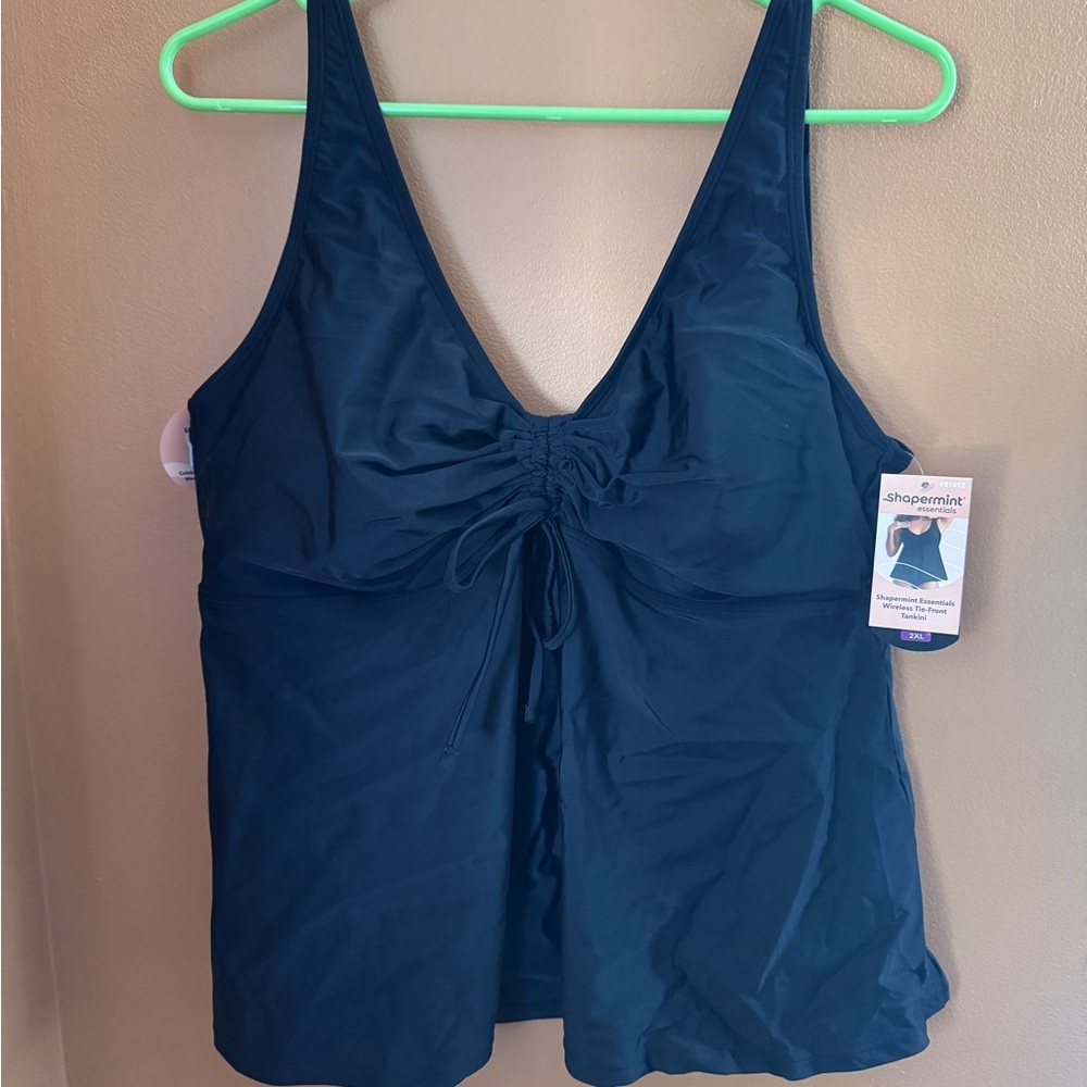 Shapermint Elegant Black Tankini Top NWT